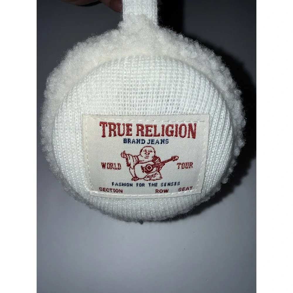 True Religion Ivory Knit Sherpa Earmuffs Warm Winter One Size Snow Cold NWT